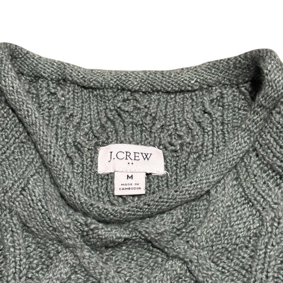 J.Crew Mockneck Cable-Knit Sweater Pale Spinach Green – Size M, EUC - Picture 3 of 16